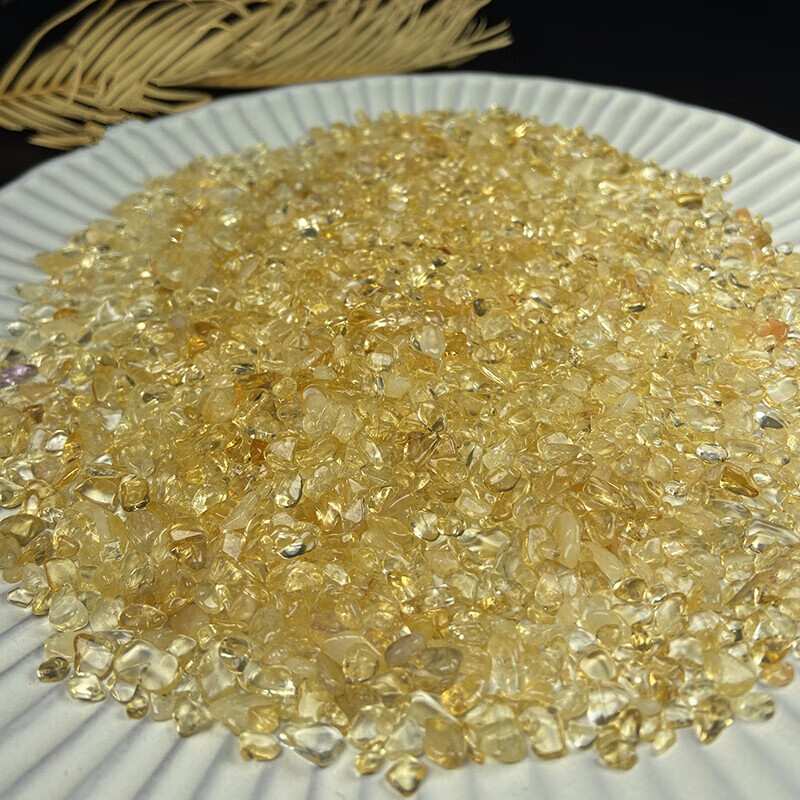天然巴西黄水晶碎石原矿颗粒水晶消磁石聚宝盆鱼缸装饰招财摆件