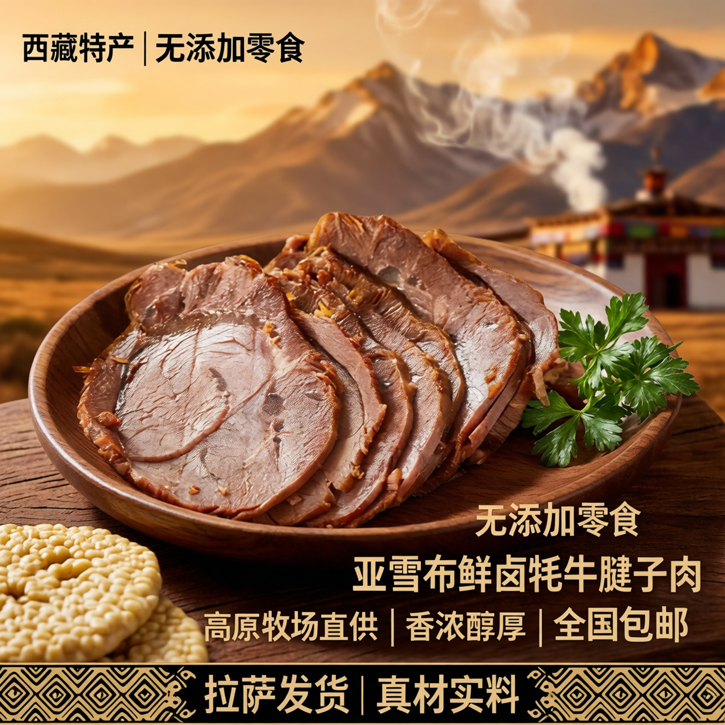 西藏特产亚雪布鲜卤牦牛腱子肉无添加零食全国包邮拉萨发货