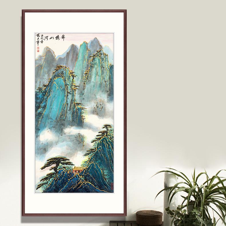 中式玄关装饰画竖幅山户客厅水走廊过道地艺术画入玄陈大章山关山
