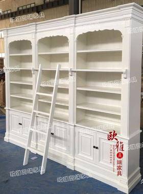 美式复古架客厅靠美式全实木书橡木墙墅玻璃门组合大OY-57121书旧