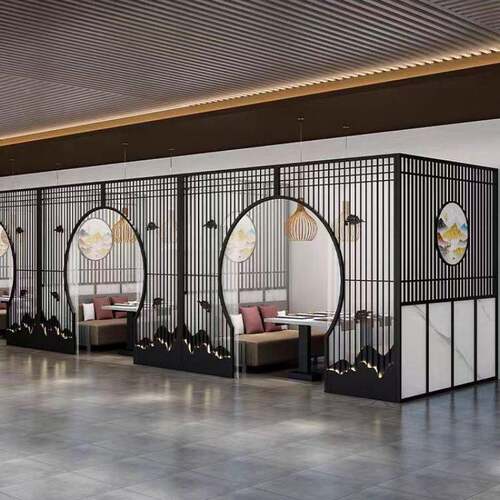 铁艺屏风隔断商用墙餐饮店无品牌/卡座包餐间月亮拱门假厅装饰院