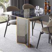 透意式 极简约岩板悬浮餐桌YS 9865明亚克力不锈水钢波纹方长形餐