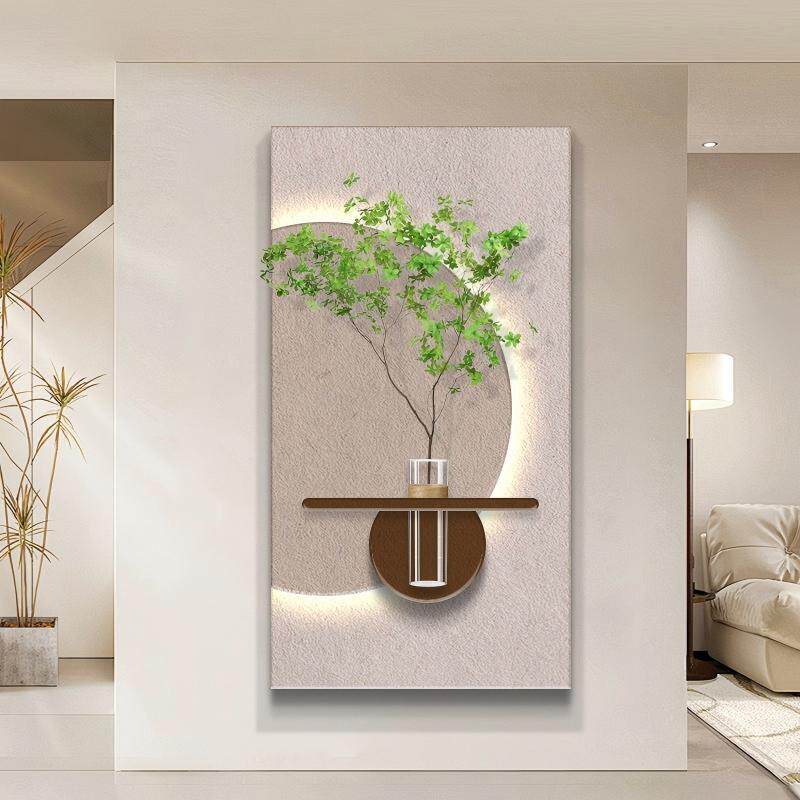 新款玄关装饰画水培过绿植刻客壁厅走廊挂画入户灯道VPA壁画雕实