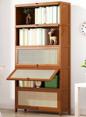 靠墙立藤家用多层编架置物书柜实UXK木书大储物落地卧室客厅柜收