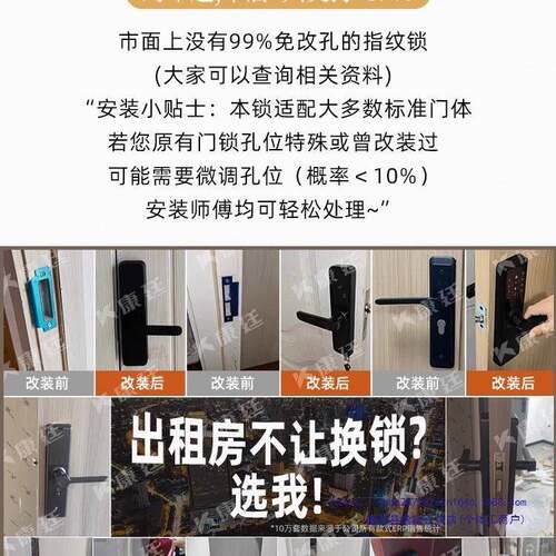 室内木门指纹办公室卧智室木门锁pl房间门密码锁家电用门锁分锁体