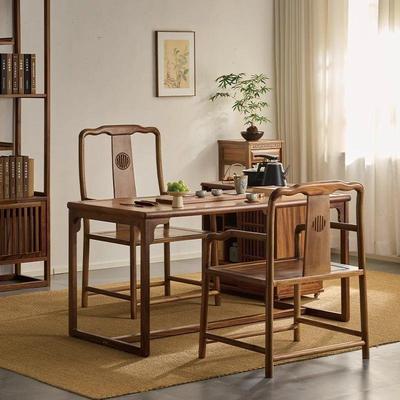 户型阳台茶桌椅组小合中胡桃新木实木茶台茶几写字式书桌泡RLB茶