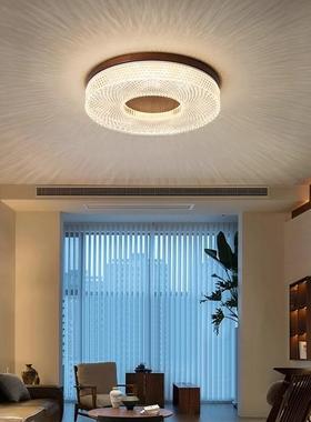 新式卧灯吸顶室灯现中36310代简约圆形胡桃色主卧复古书房台灯护