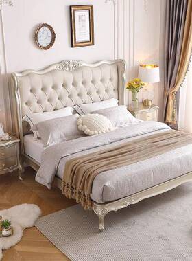 美式床端实木床BLY欧式别墅高储物双人床复古主具卧华风格家奢婚
