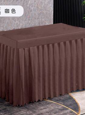 丝绒会议桌布长方展形桌OHE罩商务会签到活绒桌套布布艺桌动裙