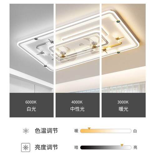 2025新年款客厅室摇头吸顶双扇灯卧轻奢现代网红全827屋灯具风风