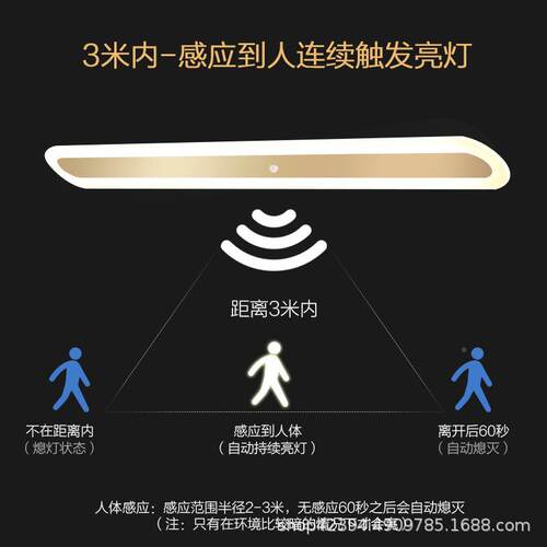 过道走廊X1346灯人体自动感应灯长条led吸灯关阳台间衣顶帽智能玄