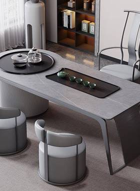 茶桌VVQ椅组合实木阳务台壶烧水嵌入式岩板代简约商办现公家用小