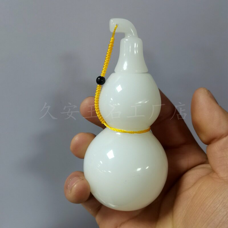 玉葫芦摆件外蒙料金丝玉羊脂白鸡血红玉手把件福禄多