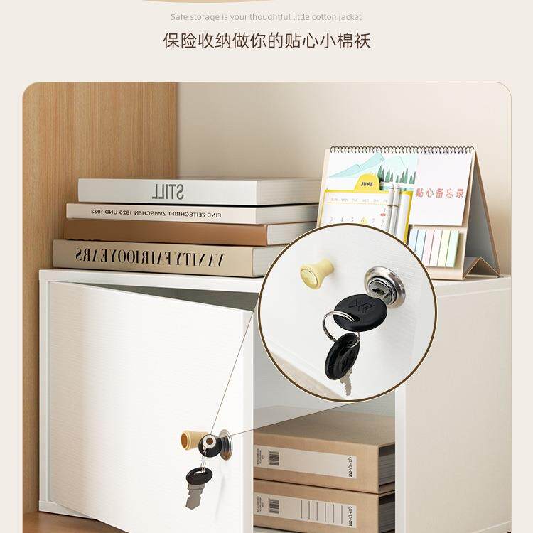 带柜子小纳型收柜储物箱带文件柜钥匙FS759005儿童加锁迷你木锁柜