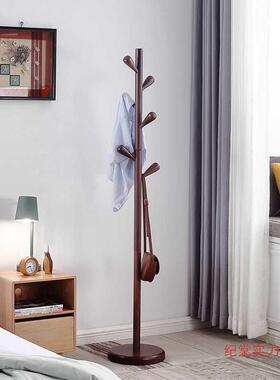 实木客厅室落家地衣架创意衣ltao1027帽架黑桃色用立式木卧挂胡衣