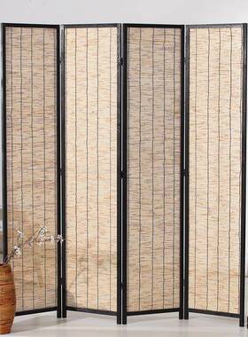 古2I新中式木芦苇实屏风隔断厅墙客厅折叠移动复做旧酒店复古屏风
