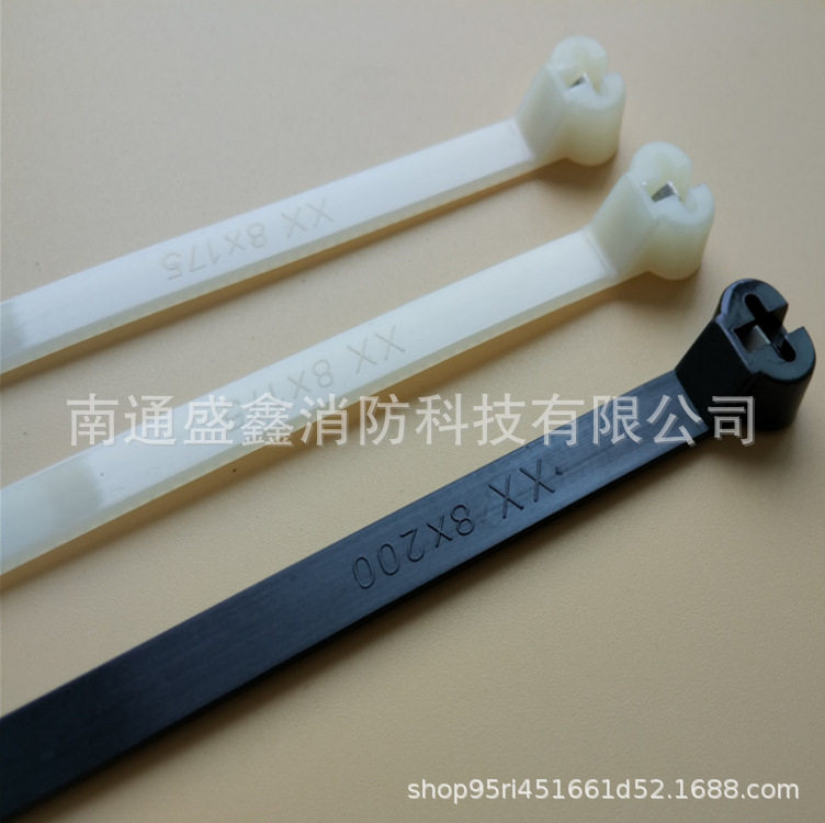 嵌钢片尼龙船用不锈钢嵌片式扎带NZ140Q钢牙扎扣自锁塑料带白色