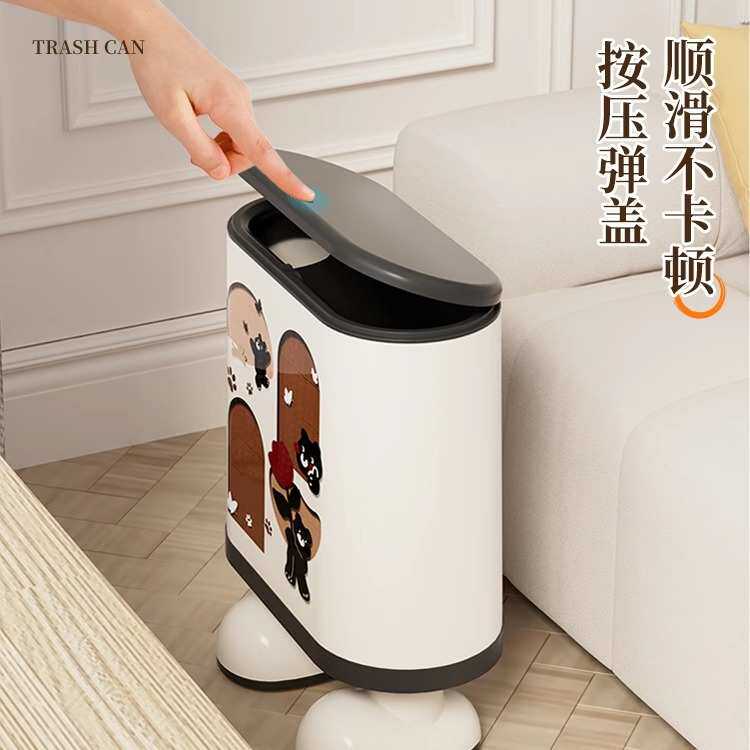 垃圾桶创意中古风家用卧室客厅大容量垃圾桶厕所高颜值带盖纸篓