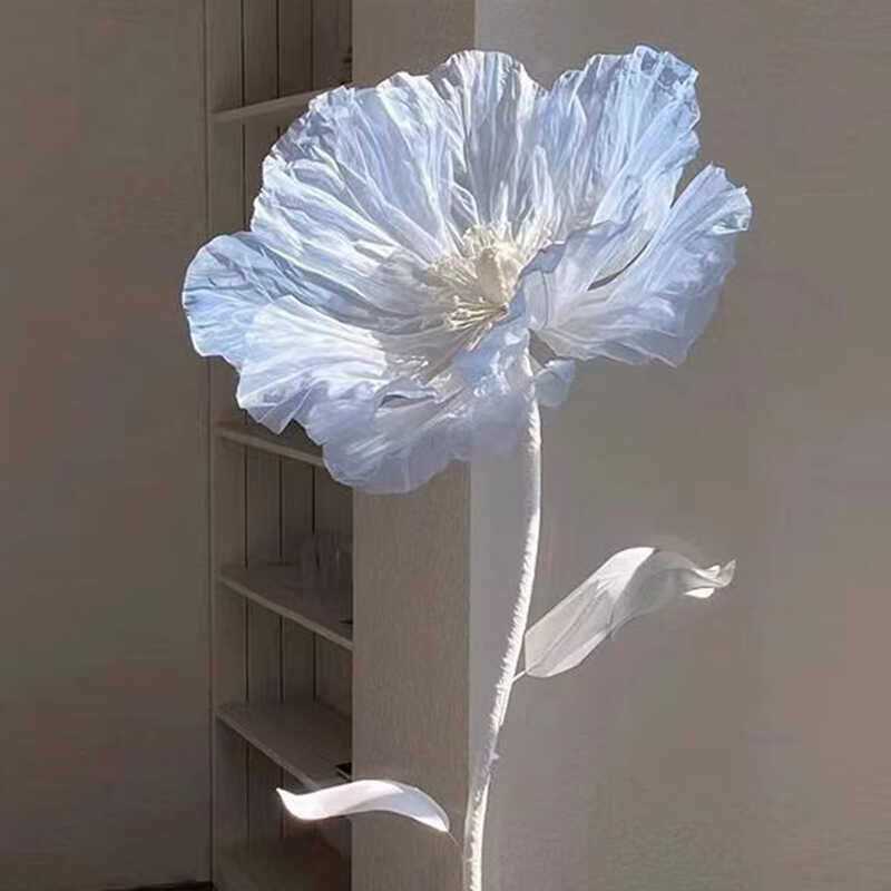 欧根纱网红真丝花丝网花橱窗装饰摆件商场蓝色手工纸花丝网花布置