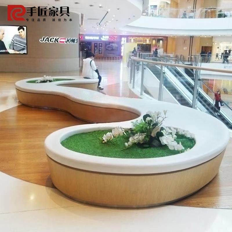 现代玻璃钢花盆座椅创意弧形商场机场过道走廊美陈家具休息长椅,商业/办公家具,公共椅,淘宝优惠券,粉丝福利购,淘宝优惠卷