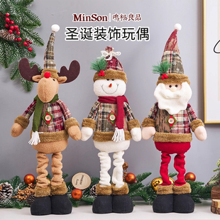 日本圣诞节装饰品公仔站姿圣诞老人雪人玩偶商场酒店橱窗布置摆件