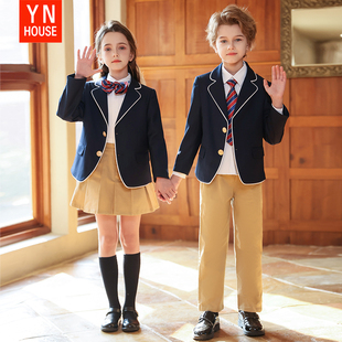 女童校服2025春秋新款幼儿园园服男童英伦风主持人演出服学生班服