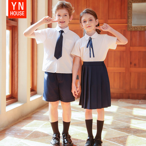 儿童演出服小学生英伦衬衫套装合唱表演服幼儿园园服毕业照集体服