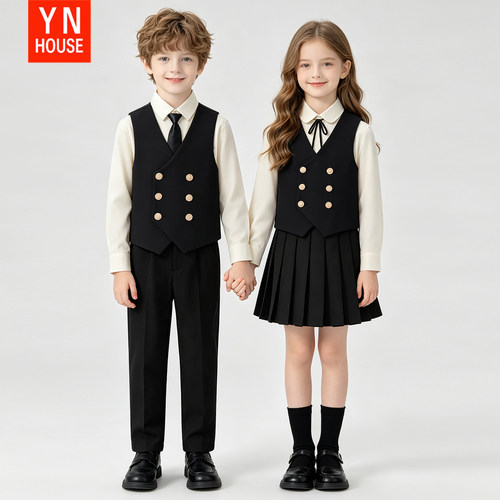 儿童演出服校服英伦风幼儿园园服中小学生校班服主持人礼服三件套