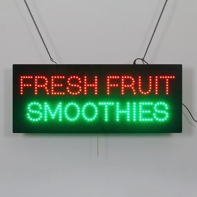 亚马逊热销11*27英寸水果店广告牌 LED FRUIT SMOOTHIES SIGN