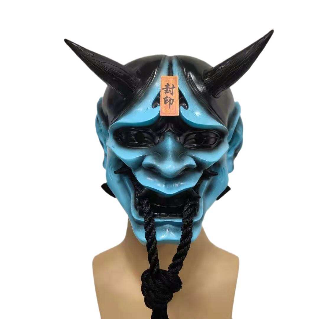 树脂封印赤般若面具 红面鬼脸软牛角般若cosplay日系挂件摆件带绳