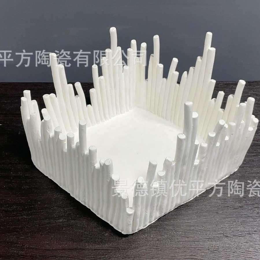 新中式陶瓷果盘摆件禅式客厅酒柜家居软装饰工艺品高级捏泥条创意