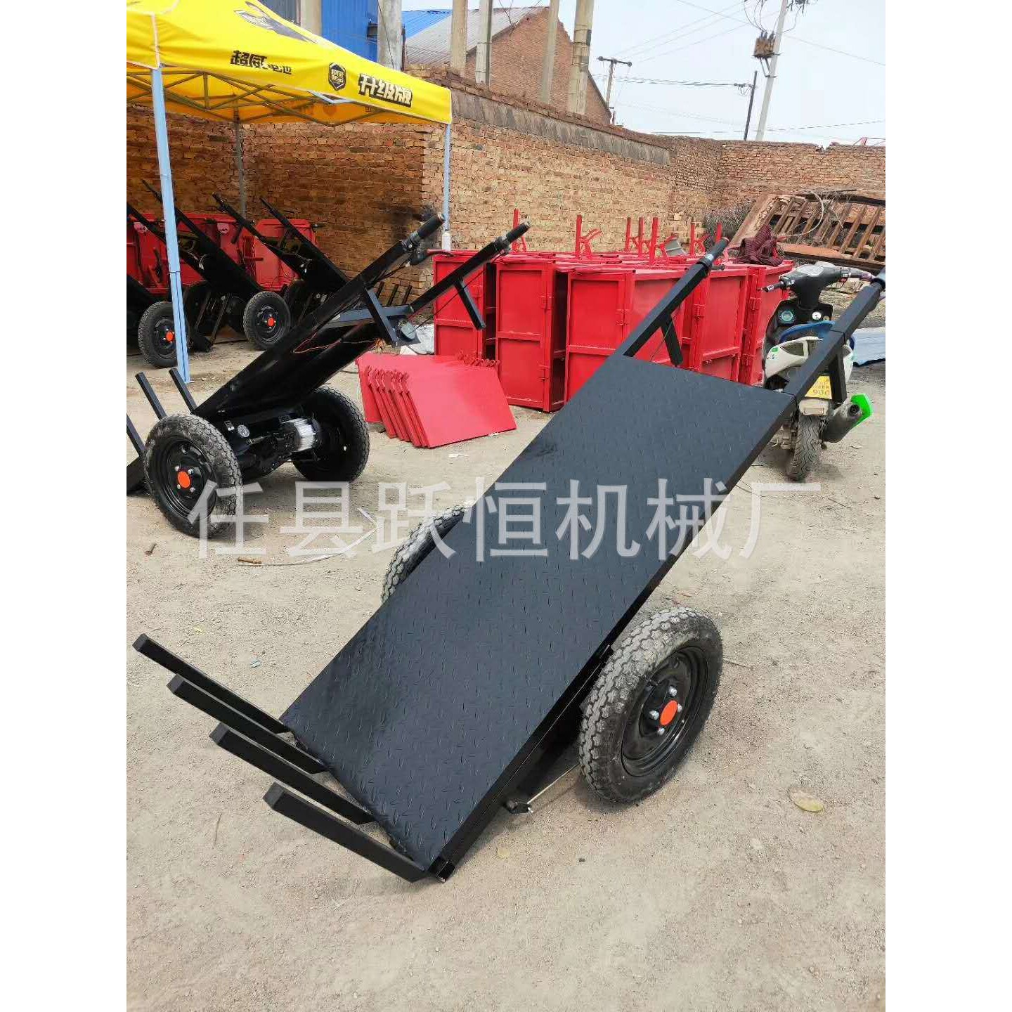 电动拉砖车平板拉砖车 工地用平板拉灰拉砖车 手推电动拉砖车