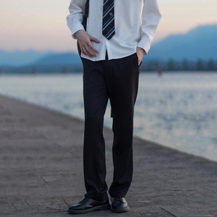 森岛町原创dk制服西裤日系学生休闲长裤垂感直筒黑色西装裤男女款