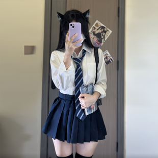 森岛町原创jk衬衫长袖短袖风琴褶百搭日式学院风学生制服白衬衣女