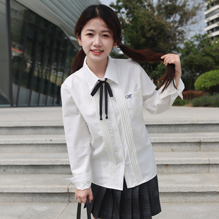 短袖 森岛町原创 长袖 jk衬衫 女风琴褶刺绣学院风制服白衬衣 小梦中