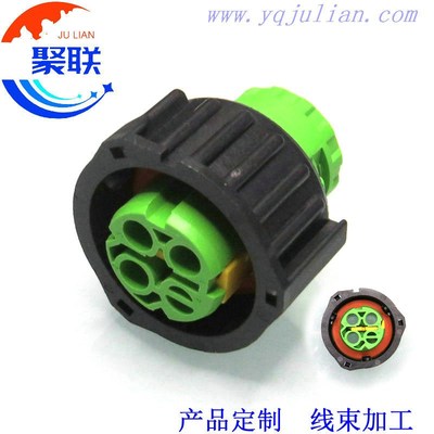 3-1813099-2绿色 汽车线束插头 3P圆形3孔接插件 DJ3033YA-2.5-21