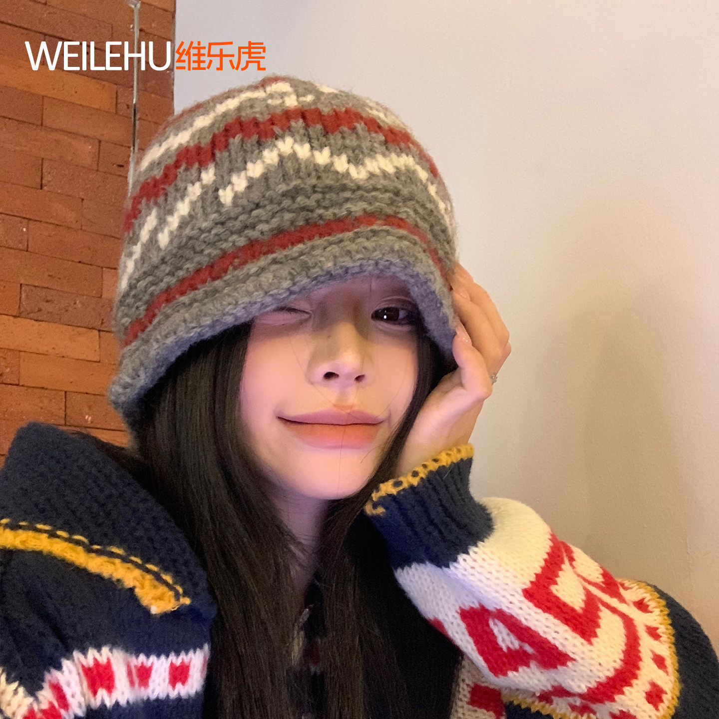 毛线帽女针织帽2026新款秋冬季大头围显脸小月子冷帽保暖加厚护耳