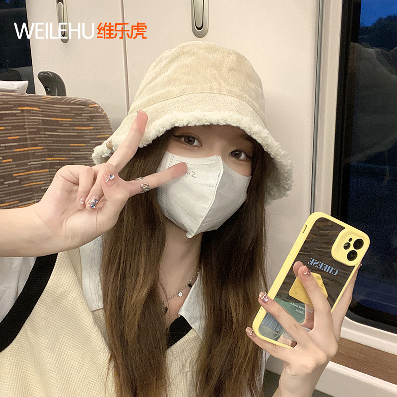 渔夫帽女2026新款秋冬季毛绒冷帽子大头围显脸小加厚保暖鱼夫盆帽