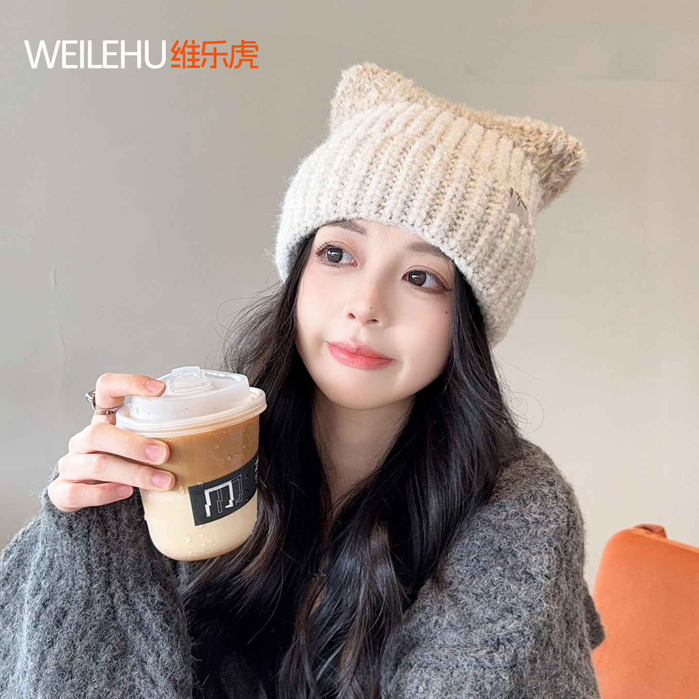 针织帽保暖加厚毛线帽女2026新款秋冬季猫耳朵显脸小月子冷帽护耳