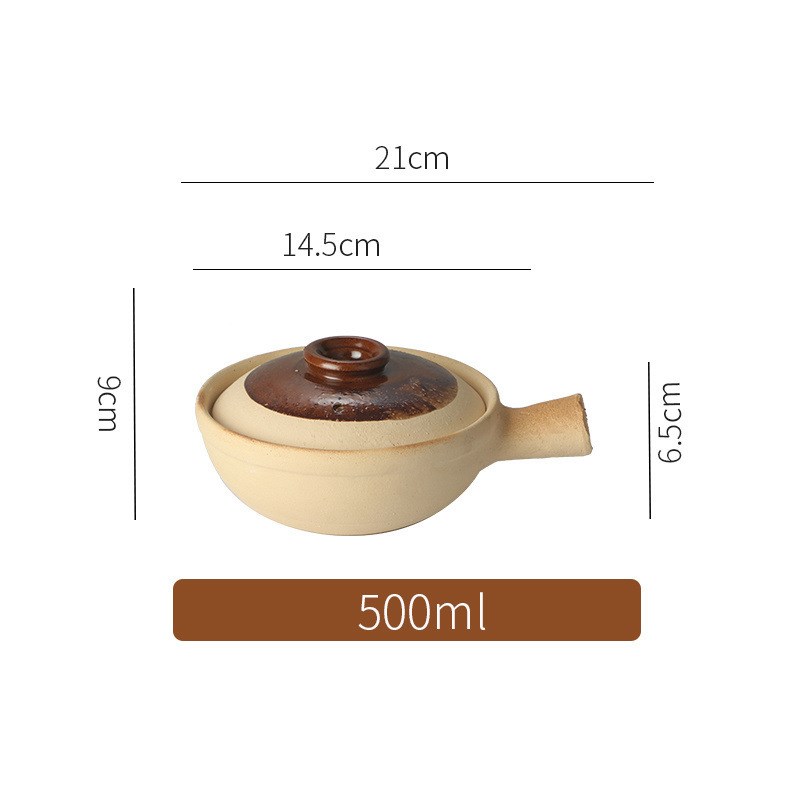 传统粗陶煲仔饭土砂锅家用单柄小沙煲带手柄小号广东老式薇妍