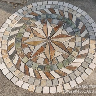 户外室外家装 自建房院子花砖马赛克 庭院设计石材地面拼花田园风格