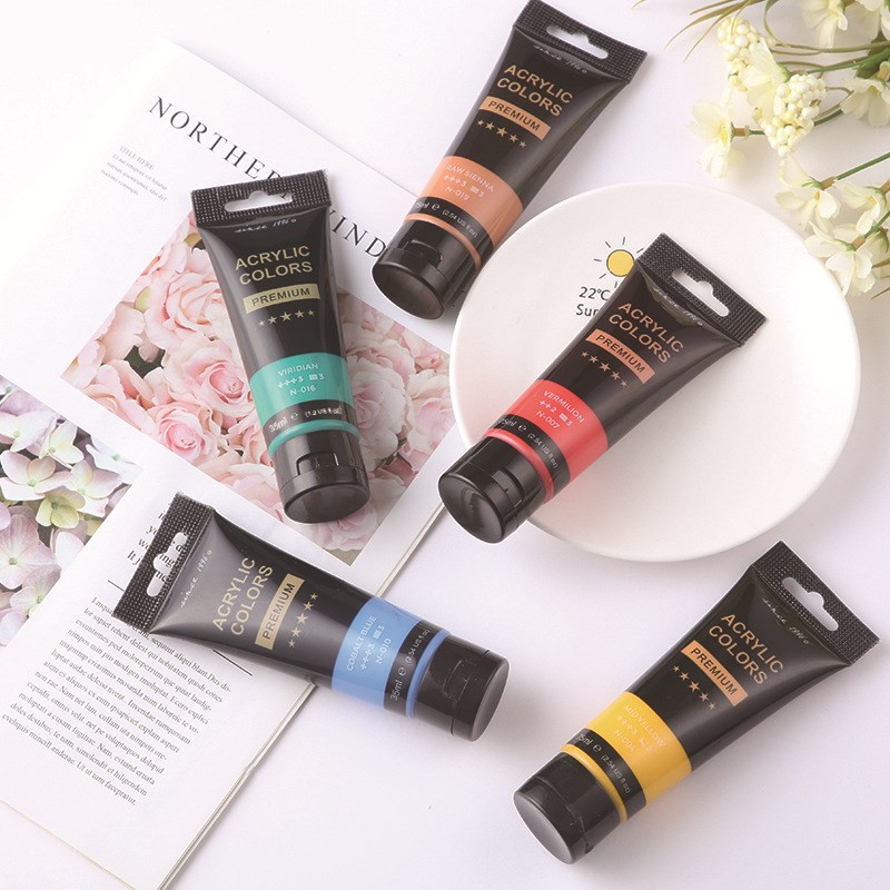 乔尔乔内 35ml丙烯颜料套装48色塑料软管送6支画笔色卡墙绘画