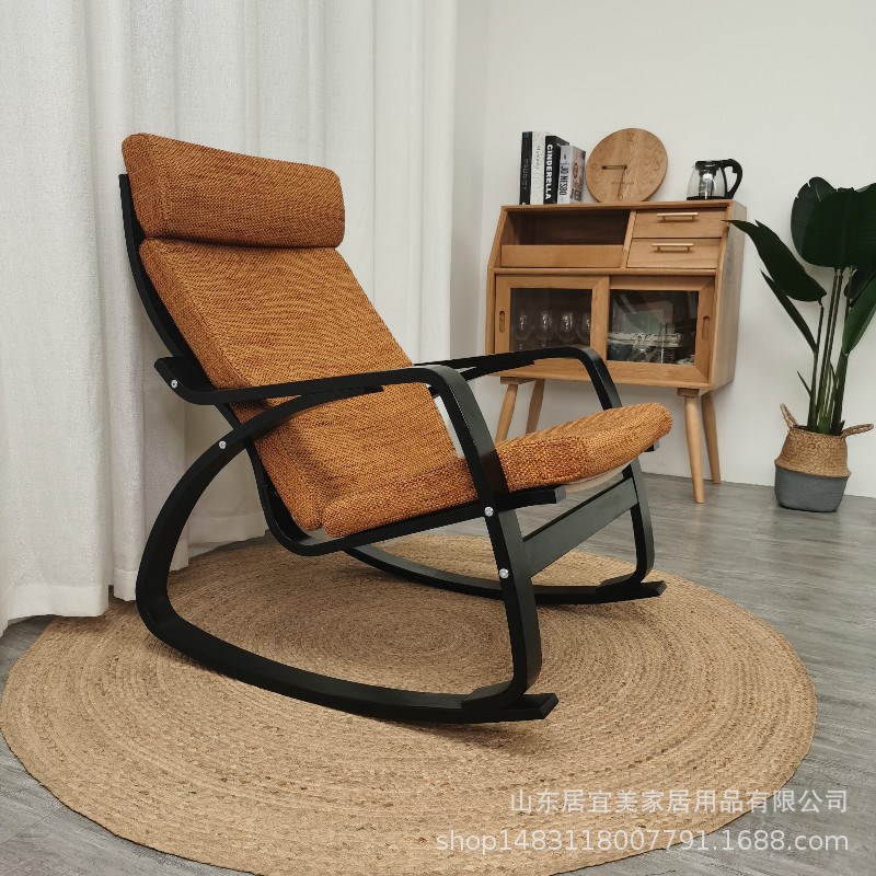 波昂摇椅黑框休闲逍遥椅子阳台用摇摇椅午休椅老人躺椅客厅家用椅