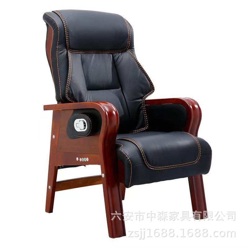 老板椅皮艺实木扶手可躺实木老板椅电脑椅办公椅大班椅实木四脚椅