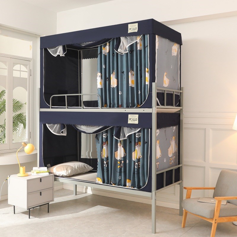 女生学生宿舍加厚遮光帘寝室床帘蚊帐上下铺一体式全封全封闭防摔