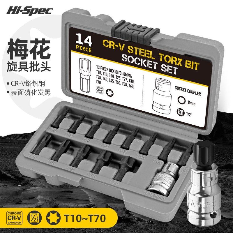 1/2大飞内六角套筒t25t30t40t45t50t60梅花内六角批头旋具头套装