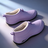 女士时尚 防水鞋 防滑耐磨雨靴劳保胶鞋 千牧芙一体加绒保暖雨鞋 男士