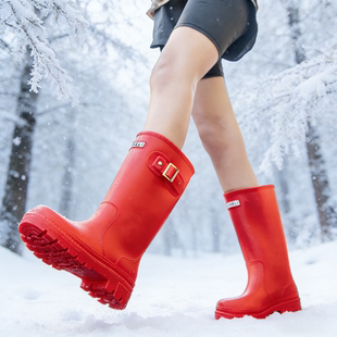 千牧芙户外雨雪天防水防滑水鞋女款秋冬加绒高筒雨靴徒步胶鞋雨鞋