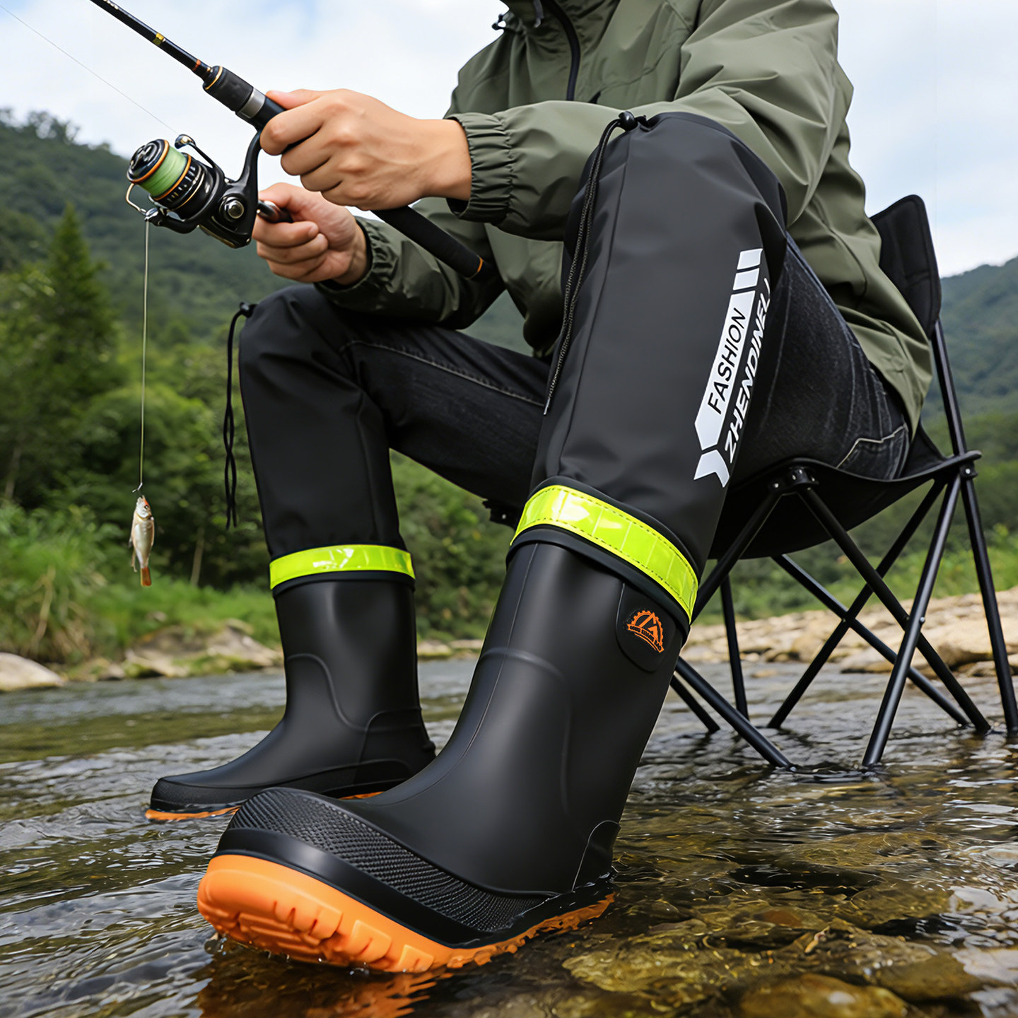 千牧芙可折叠德系水鞋男钓鱼防水防滑徒步涉水靴赶海洗车劳保胶鞋,流行男鞋,雨鞋,淘宝优惠券,粉丝福利购,淘宝优惠卷