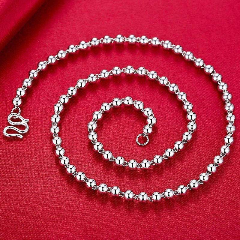 足银99圆珠项链男女光面佛珠情侣链子毛衣链素链百搭纯银饰品精致,饰品/流行首饰/时尚饰品新,银饰吊坠,淘宝优惠券,粉丝福利购,淘宝优惠卷